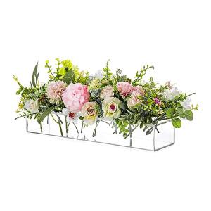 16-Inch Clear Acrylic Rectangular Flower Vase