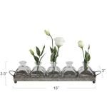 Iron Rectangle Tray with Handles and 5 Vases
