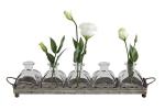 Iron Rectangle Tray with Handles and 5 Vases