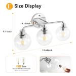 Chrome 3-Light Vanity Wall Sconce with Globe Shades