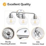 Chrome 3-Light Vanity Wall Sconce with Globe Shades