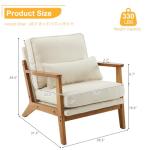 Beige Mid-Century Accent Chair with Lumbar Pillow