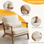 Beige Mid-Century Accent Chair with Lumbar Pillow