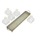Iron Rectangle Tray with Handles and 5 Vases