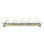 Iron Rectangle Tray with Handles and 5 Vases