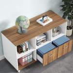 Walnut & White L-Shaped Desk and File Cabinet Set