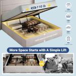 Allewie Hydraulic Lift Storage Bed with Modern Headboard