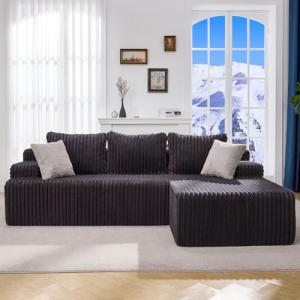 Dark Grey L-Shape Modular Sectional Sofa with Chaise