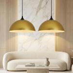Gold Pendant Lights - 2-Pack Brushed Brass Lamps