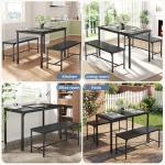 Solid Hardwood Dining Table Set for 4 with Bench