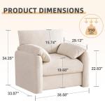 Beige Oversized Chenille Accent Armchair