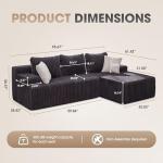 Dark Grey L-Shape Modular Sectional Sofa with Chaise