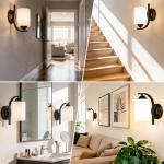 Modern Matte Black Wall Sconces with Glass Shade