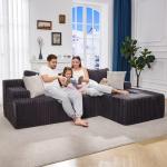 Dark Grey L-Shape Modular Sectional Sofa with Chaise