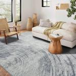 7x9 Foot Abstract Gray Area Rug, Washable