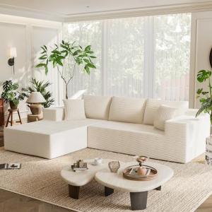 Beige 108" Modular L-Shaped Sectional Sofa