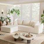 Beige 108" Modular L-Shaped Sectional Sofa