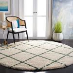 Hudson Shag Area Rug - 7' Round, Ivory/Green