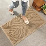 Beige Non-Slip Front Door Mat for Entryway