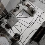 Large Abstract Black and White Washable Area Rug