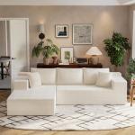 Beige 108" Modular L-Shaped Sectional Sofa