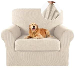 Turquoize Jacquard Armchair Covers, Biscotti Beige