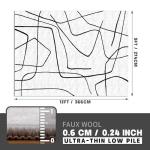 Large Abstract Black and White Washable Area Rug