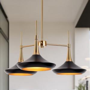Black and Gold 3-Light Modern Chandelier