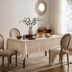 Linen Tablecloth for Rectangle Farmhouse Dining Table