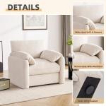 Beige Oversized Chenille Accent Armchair