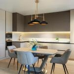 Black and Gold 3-Light Modern Chandelier