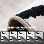 Large Abstract Black and White Washable Area Rug