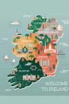 Ireland Landmark Map Poster for Modern Wall Art