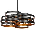 6-Light Modern Farmhouse Chandelier in Black/Gold