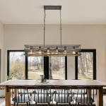 Large 40'' Black Matte Farmhouse Dining Chandelier