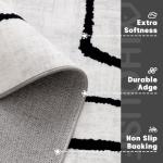 Large Abstract Black and White Washable Area Rug
