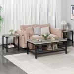 Modern Industrial Coffee Table Set with Side Tables