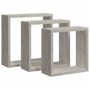 Set of 3 Modern Concrete Gray Wall Cubes