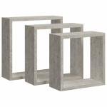 Set of 3 Modern Concrete Gray Wall Cubes