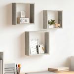 Set of 3 Modern Concrete Gray Wall Cubes