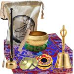 Tibetan Meditation Set with Singing Bowl and Bells