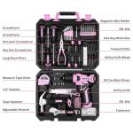 DEKOPRO Pink Cordless Drill and Tool Set, 126 Pieces