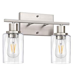 Modern 2-Light Brushed Nickel Bathroom Vanity Fixture