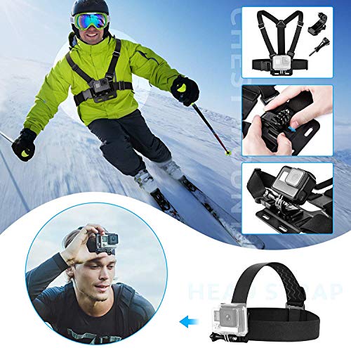 Luxebell Accessories Kit for GoPro Hero 8 Action Camera Underwater Dive Waterproof Housing Case Surfing Swimming Water Sports Clear Filters Float Pole Chest Head Bike Mount