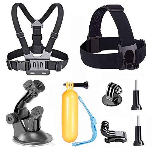 TEKCAM Action Camera Chest Mount Head Strap Suction Cup Floating Hand Grip Accessory Kit Compatible with Gopro Hero 11 10 9 8/AKASO EK7000/Brave 4/V50 Elite/Dragon Touch/Icefox/Vemont and More