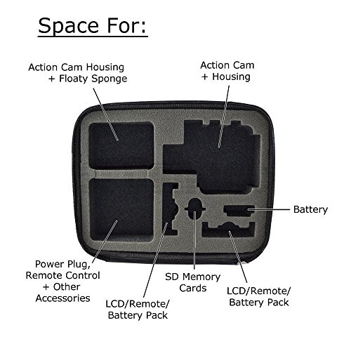 TEKCAM Action Camera Accessories Kit with Medium Carrying Case Compatible with Gopro Hero 11 10 9 8/AKASO EK7000 Brave 4/Dragon Touch/CAMWORLD/WOLFANG/Adostob/Remali Capture Action Camera