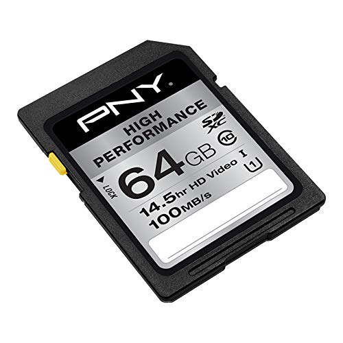 PNY 64GB High Performance Class 10 U1 SDHC Flash Memory Card - 100MB/s read, Class 10, U1, Full HD, UHS-I, Full Size SD