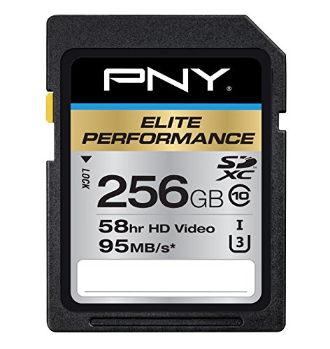 PNY 256GB Elite Performance Class 10 U3 SDXC Flash Memory Card - 95MB/s read, Class 10, U3, 4K UHD, Full HD, UHS-I, Full Size SD
