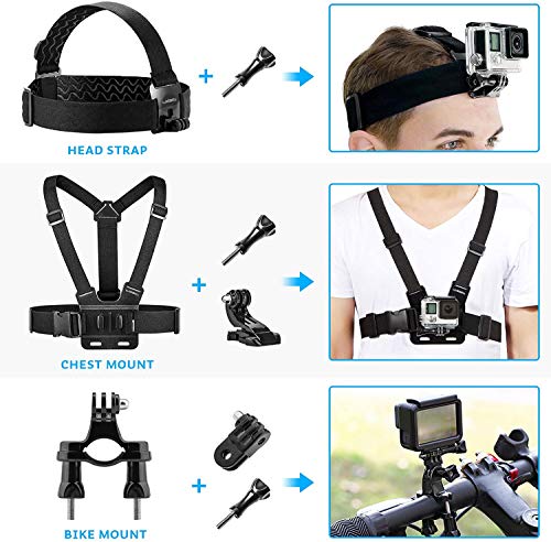 Luxebell Accessories Kit for GoPro Hero 8 Action Camera Underwater Dive Waterproof Housing Case Surfing Swimming Water Sports Clear Filters Float Pole Chest Head Bike Mount