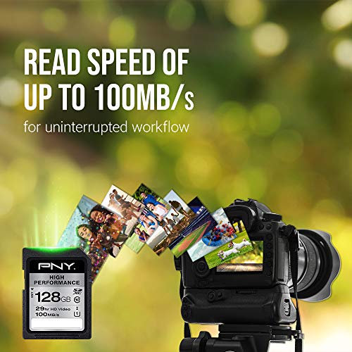 PNY 64GB High Performance Class 10 U1 SDHC Flash Memory Card - 100MB/s read, Class 10, U1, Full HD, UHS-I, Full Size SD